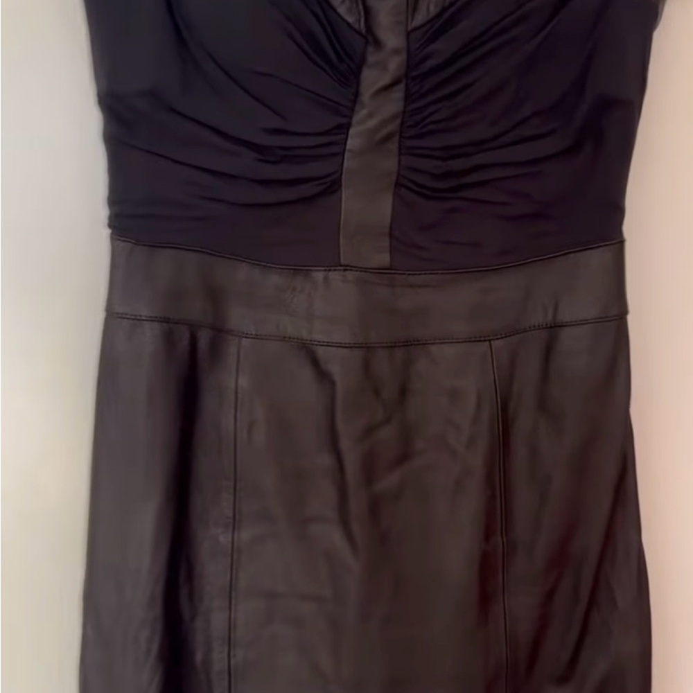 Sexy  mini Black Dress silk/leather